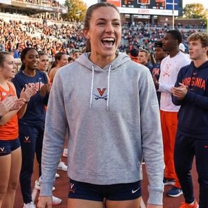 Rhoback Grey Heathered Cropped Hoodie UVA Logo Athletic Women Medium Boars Head